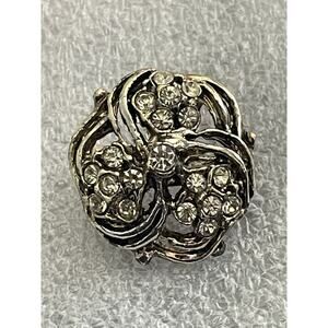 Vintage WMCA White Metal Casters Association White Rhinestone Brooch Pin